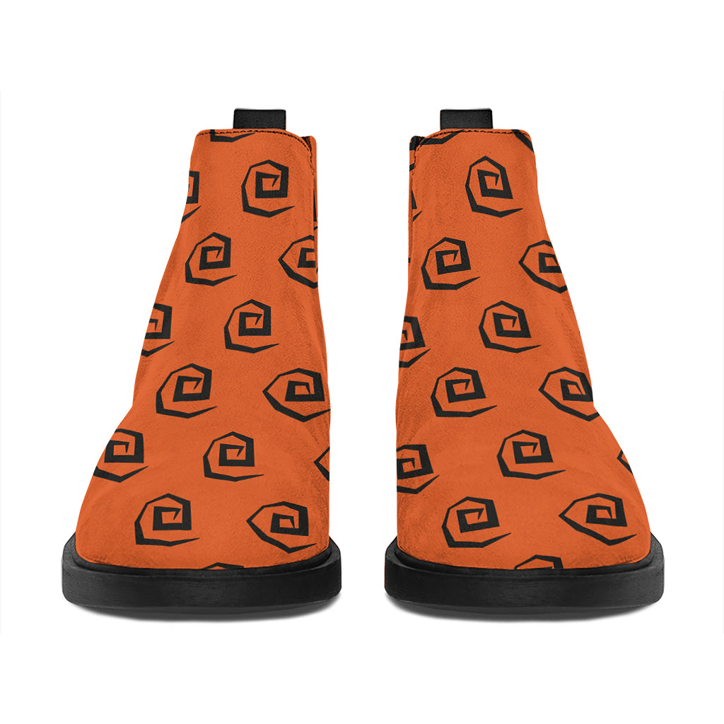 Halloween Spiral Pattern Print Flat Ankle Boots