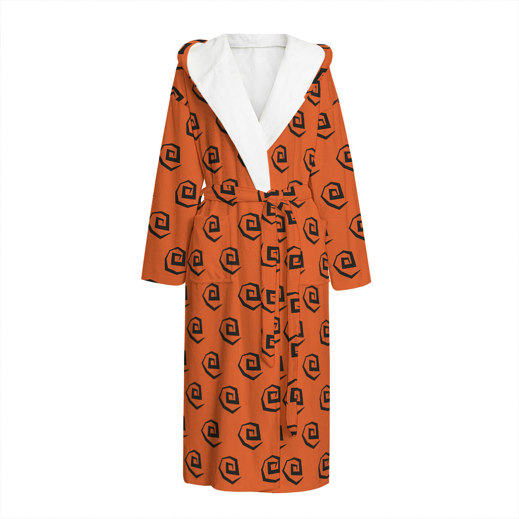 Halloween Spiral Pattern Print Hooded Bathrobe