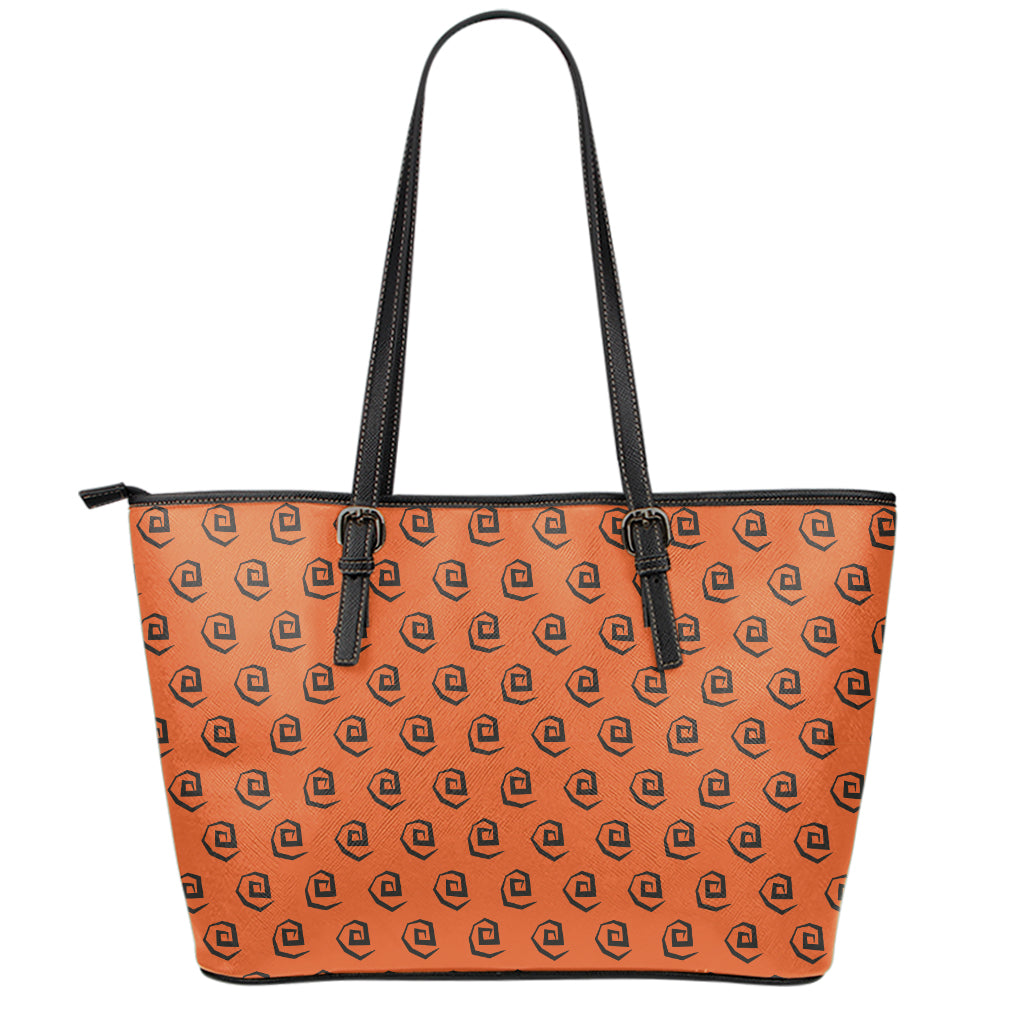 Halloween Spiral Pattern Print Leather Tote Bag
