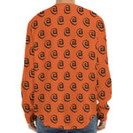 Halloween Spiral Pattern Print Long Sleeve Baseball Jersey