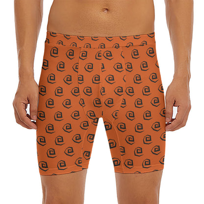 Halloween Spiral Pattern Print Men's Long Boxer Briefs