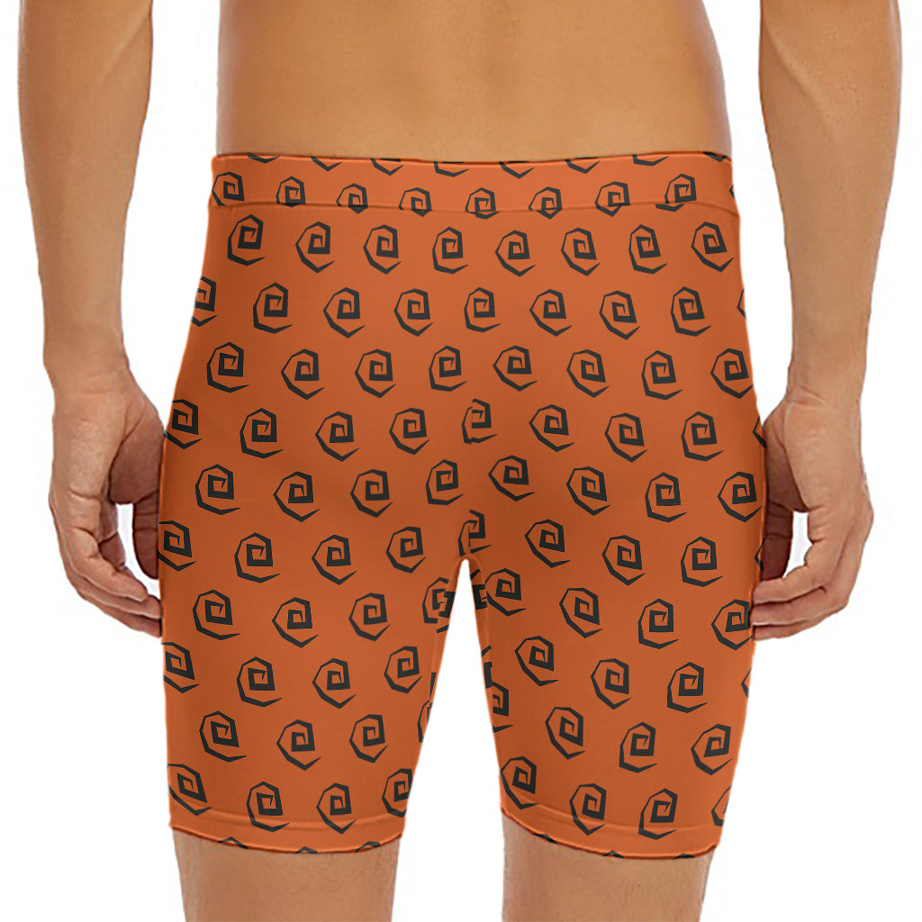 Halloween Spiral Pattern Print Men's Long Boxer Briefs
