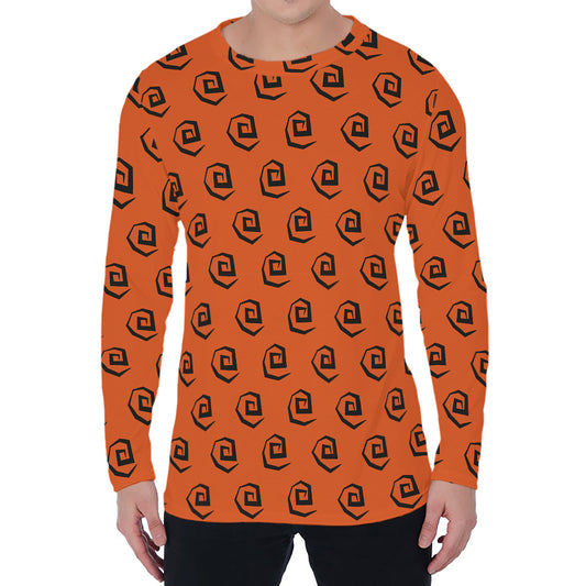Halloween Spiral Pattern Print Men's Long Sleeve T-Shirt