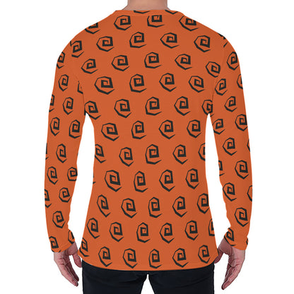 Halloween Spiral Pattern Print Men's Long Sleeve T-Shirt
