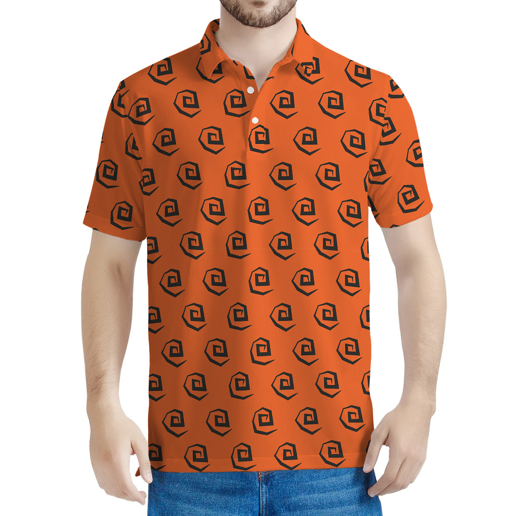 Halloween Spiral Pattern Print Men's Polo Shirt