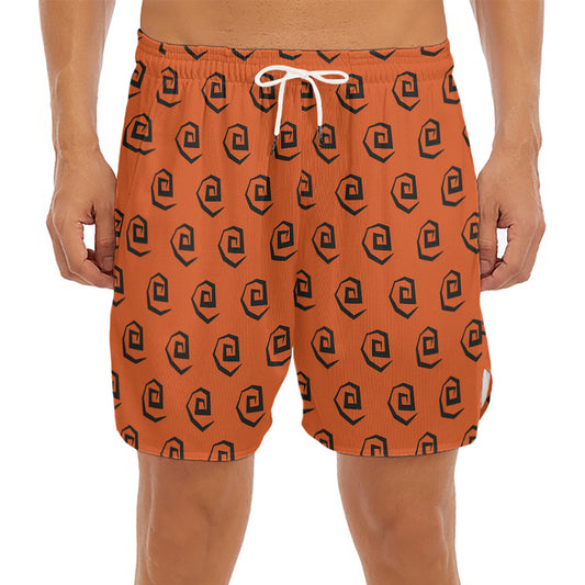Halloween Spiral Pattern Print Men's Split Running Shorts