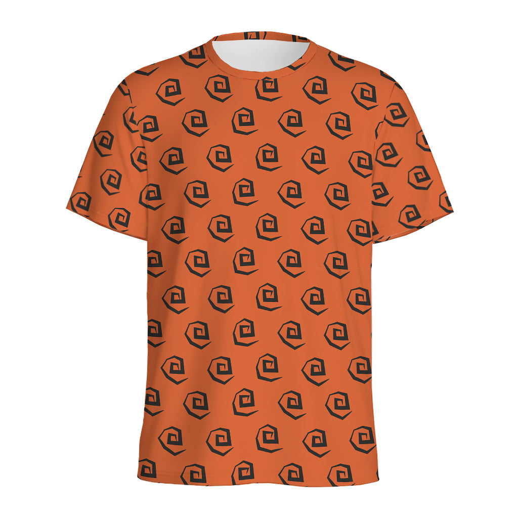 Halloween Spiral Pattern Print Men's Sports T-Shirt
