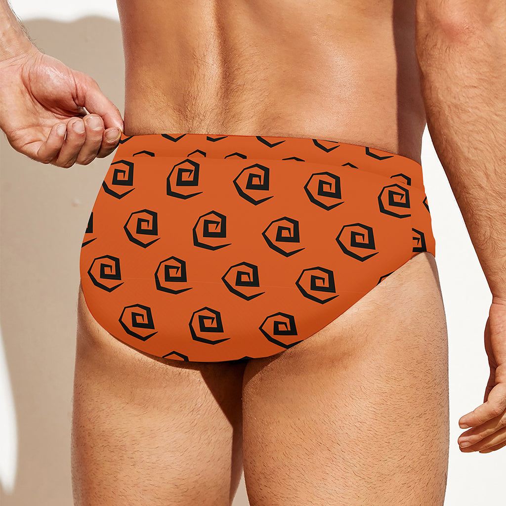 Halloween Spiral Pattern Print Men's Swim Briefs