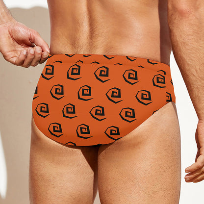 Halloween Spiral Pattern Print Men's Swim Briefs