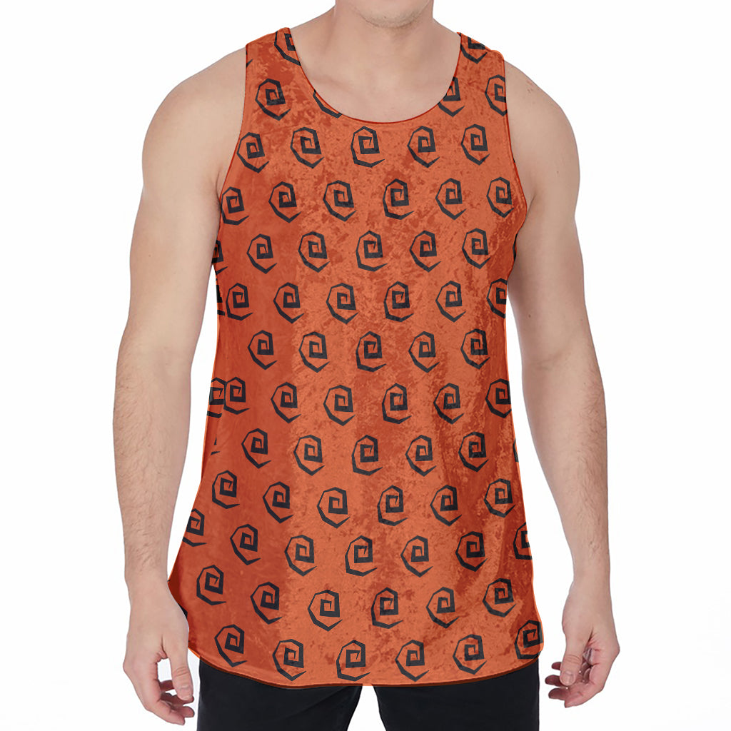 Halloween Spiral Pattern Print Men's Velvet Tank Top