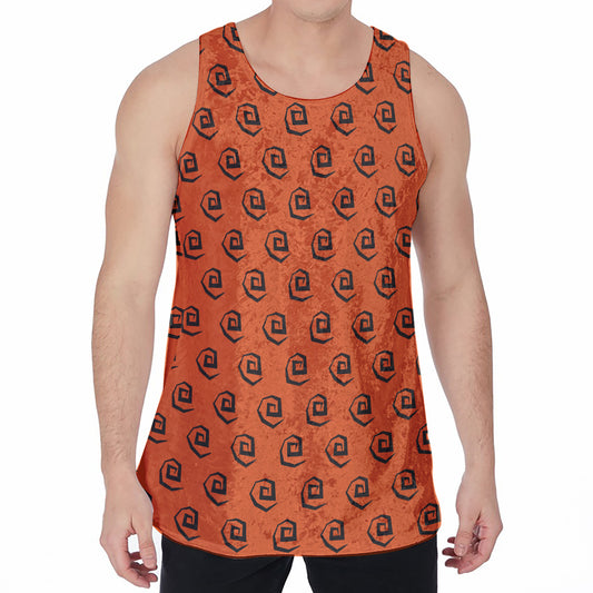 Halloween Spiral Pattern Print Men's Velvet Tank Top