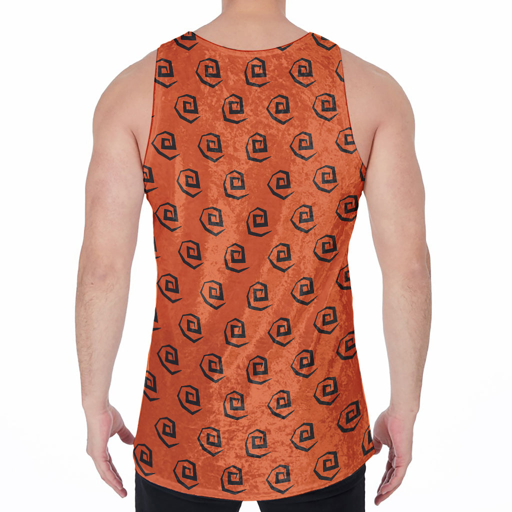 Halloween Spiral Pattern Print Men's Velvet Tank Top
