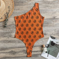 Halloween Spiral Pattern Print One Shoulder Bodysuit