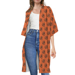 Halloween Spiral Pattern Print Open Front Beach Cover Up