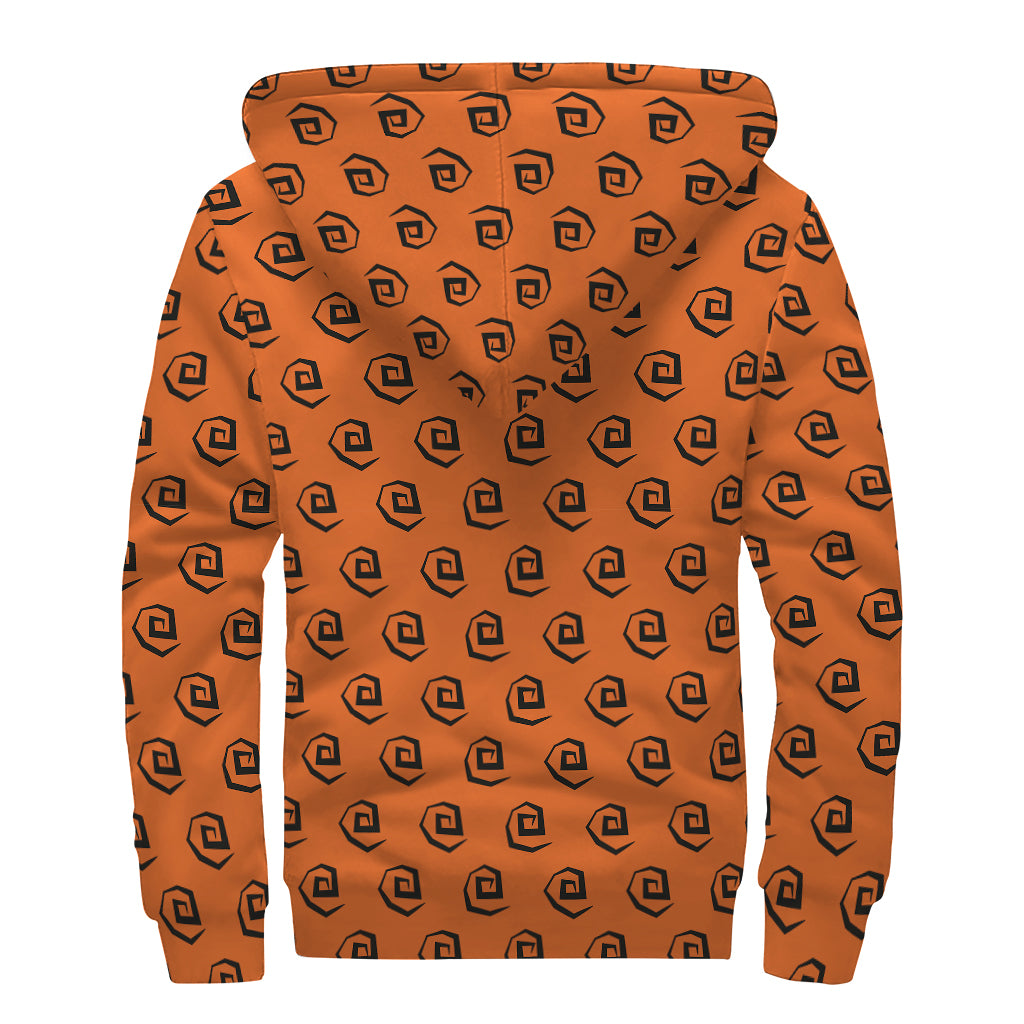 Halloween Spiral Pattern Print Sherpa Lined Zip Up Hoodie