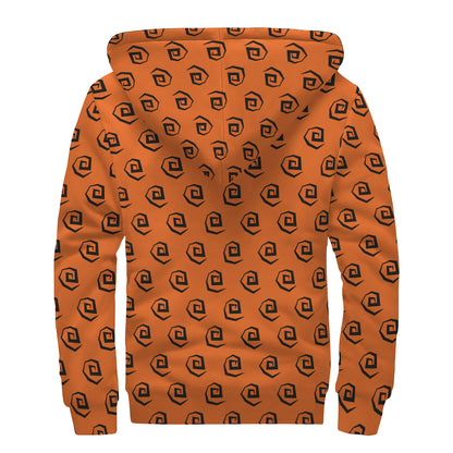 Halloween Spiral Pattern Print Sherpa Lined Zip Up Hoodie