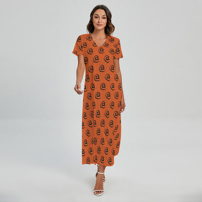 Halloween Spiral Pattern Print Short Sleeve Maxi Dress