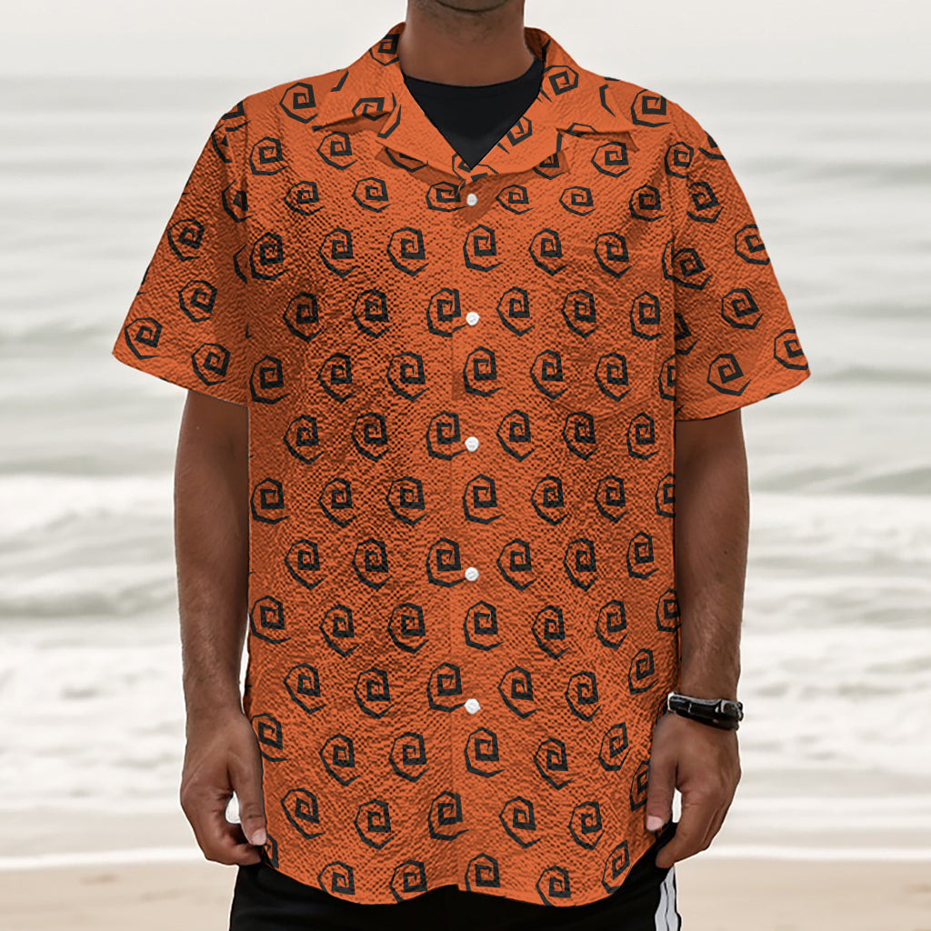 Halloween Spiral Pattern Print Textured Short Sleeve Shirt