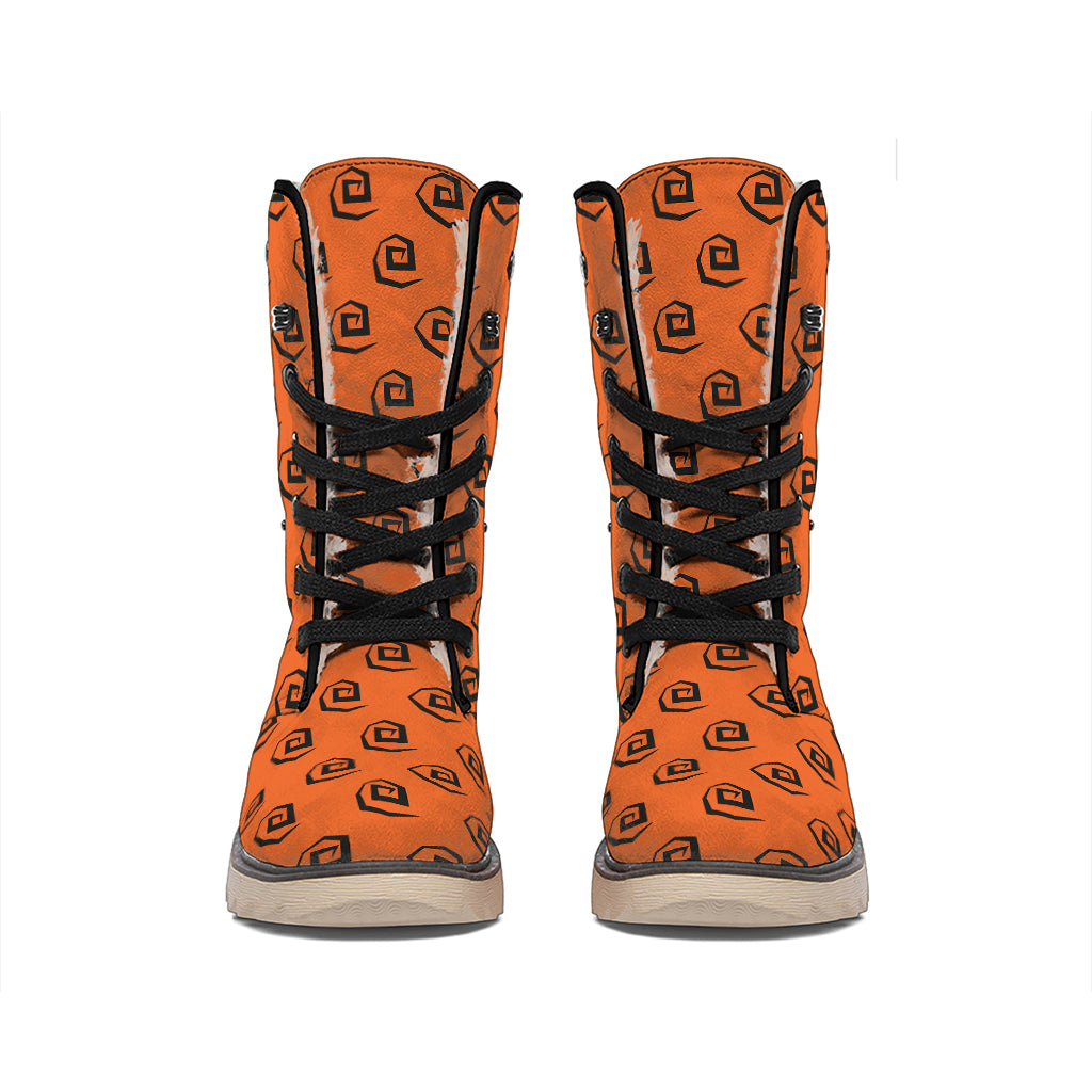 Halloween Spiral Pattern Print Winter Boots