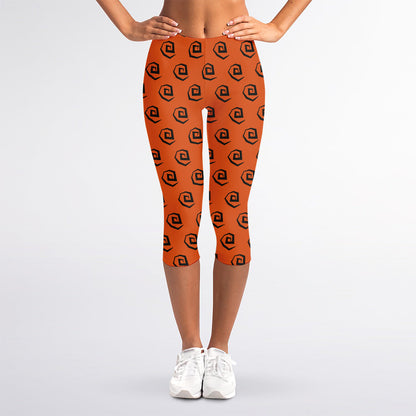 Halloween Spiral Pattern Print Women's Capri Leggings