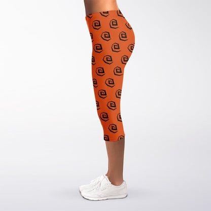 Halloween Spiral Pattern Print Women's Capri Leggings