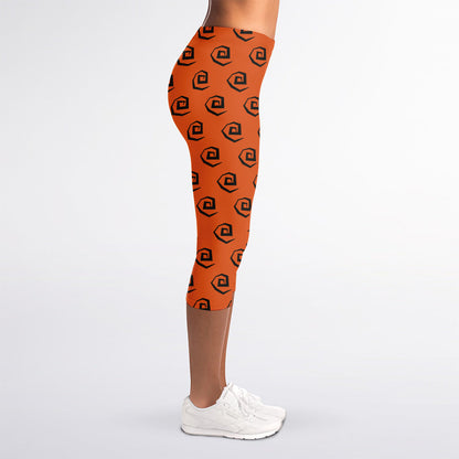 Halloween Spiral Pattern Print Women's Capri Leggings