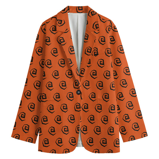 Halloween Spiral Pattern Print Women's Cotton Blazer