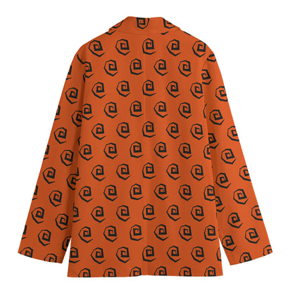 Halloween Spiral Pattern Print Women's Cotton Blazer