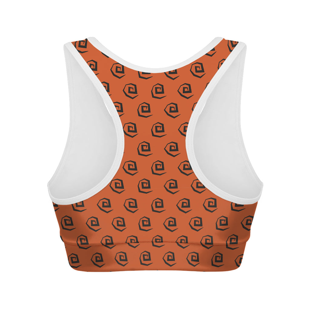 Halloween Spiral Pattern Print Women's Sports Bra