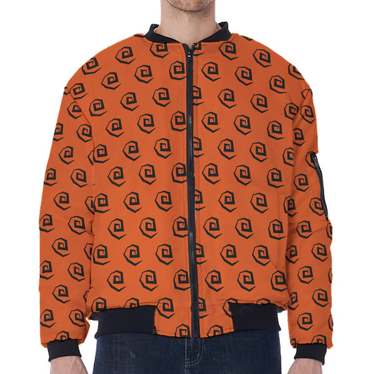Halloween Spiral Pattern Print Zip Sleeve Bomber Jacket