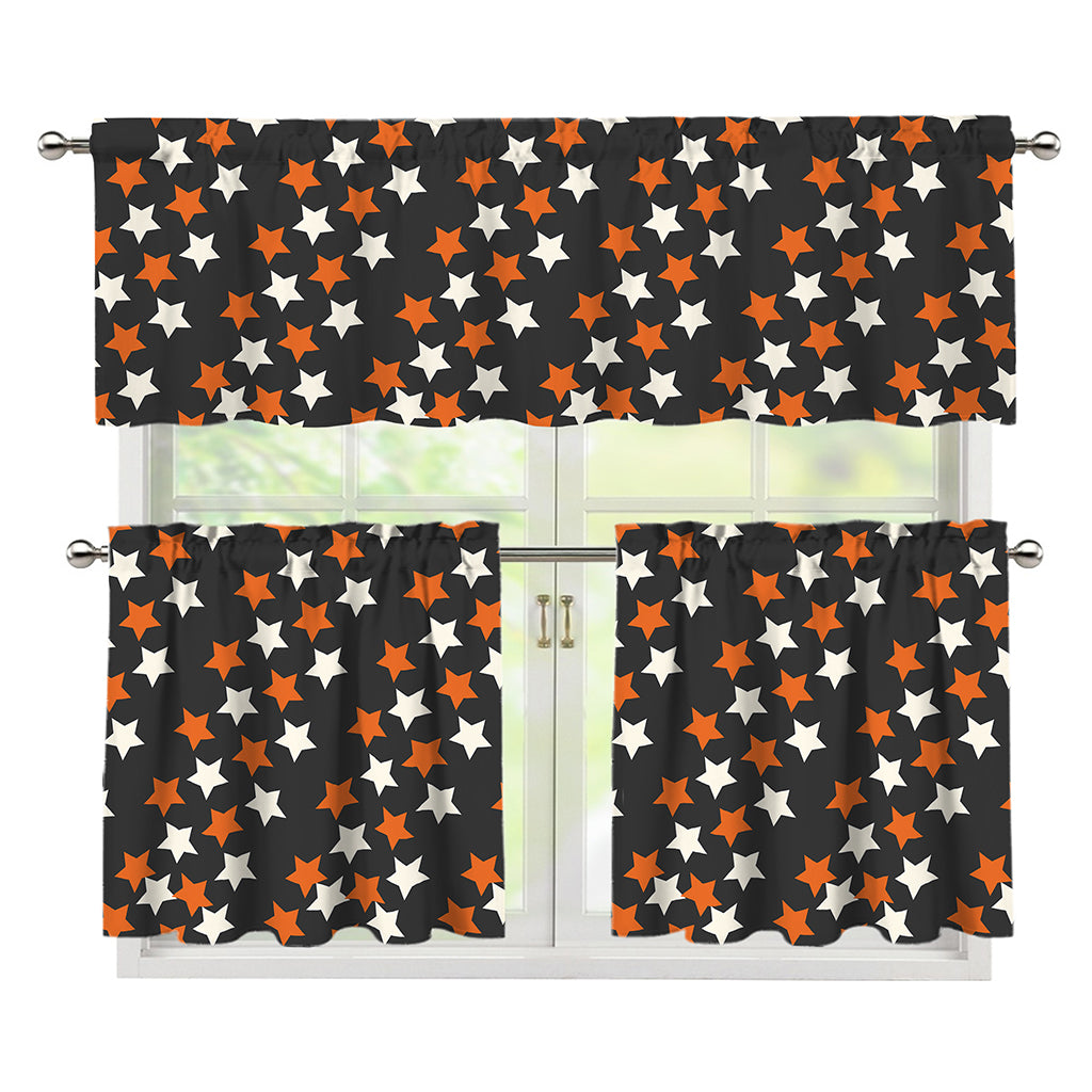 Halloween Star Pattern Print 3 Piece Kitchen Curtains