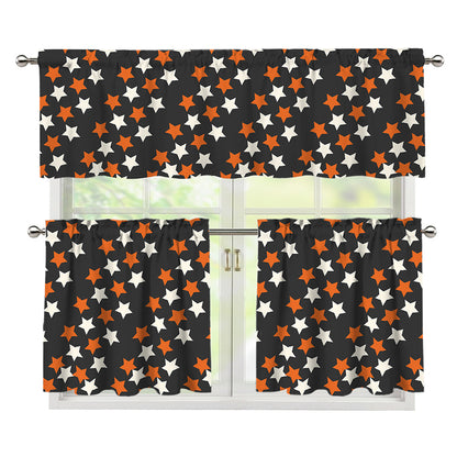 Halloween Star Pattern Print 3 Piece Kitchen Curtains