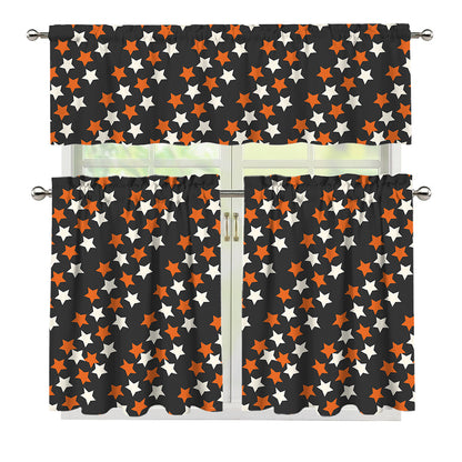 Halloween Star Pattern Print 3 Piece Kitchen Curtains