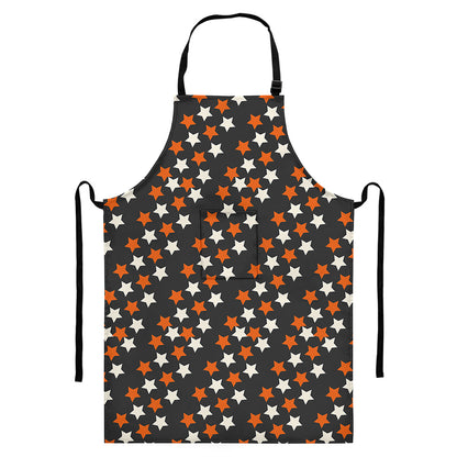 Halloween Star Pattern Print Bib Apron With Pocket