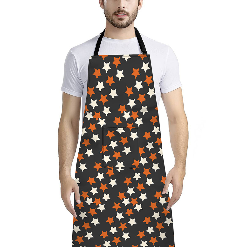 Halloween Star Pattern Print Bib Apron With Pocket