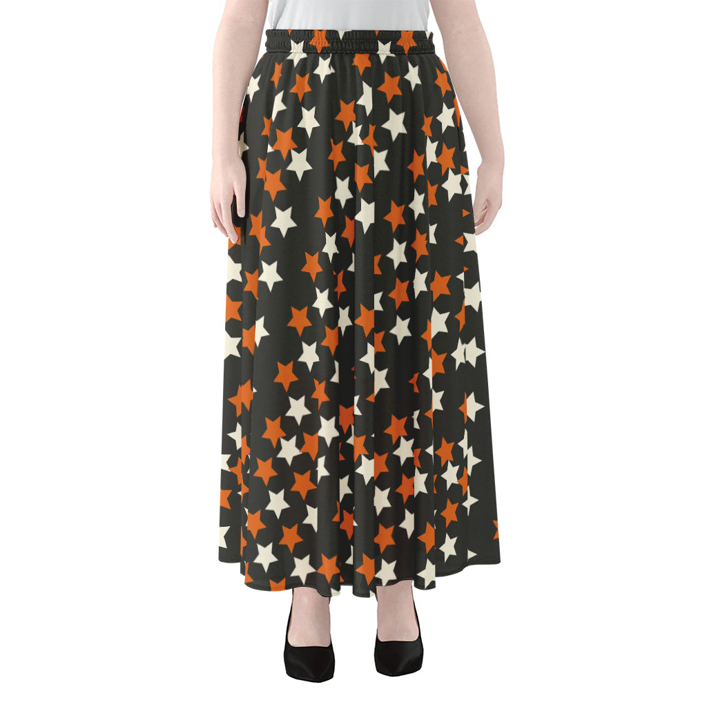 Halloween Star Pattern Print Chiffon Maxi Skirt