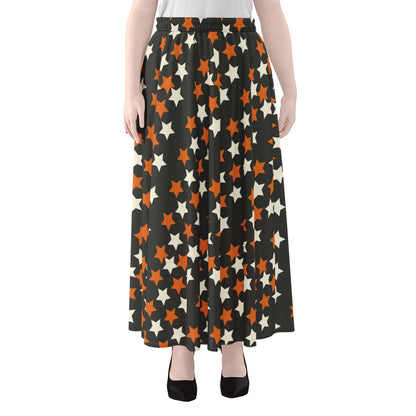 Halloween Star Pattern Print Chiffon Maxi Skirt
