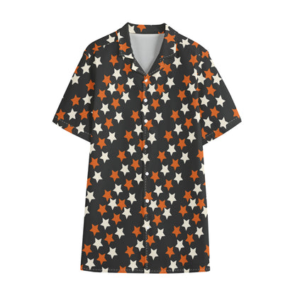 Halloween Star Pattern Print Cotton Hawaiian Shirt