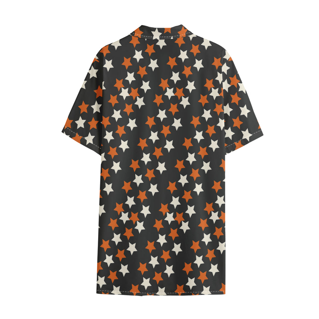 Halloween Star Pattern Print Cotton Hawaiian Shirt