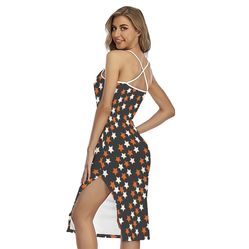Halloween Star Pattern Print Cross Back Cami Dress