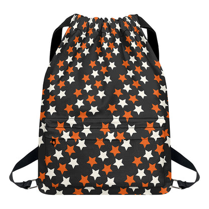 Halloween Star Pattern Print Drawstring Backpack