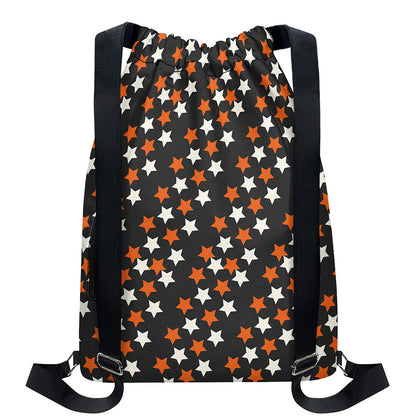 Halloween Star Pattern Print Drawstring Backpack