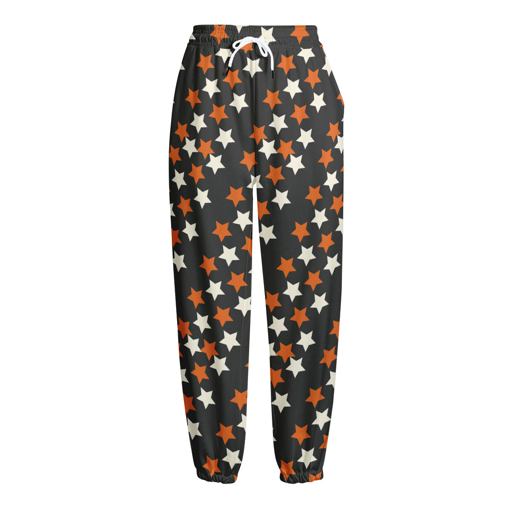 Halloween Star Pattern Print Fleece Lined Knit Pants