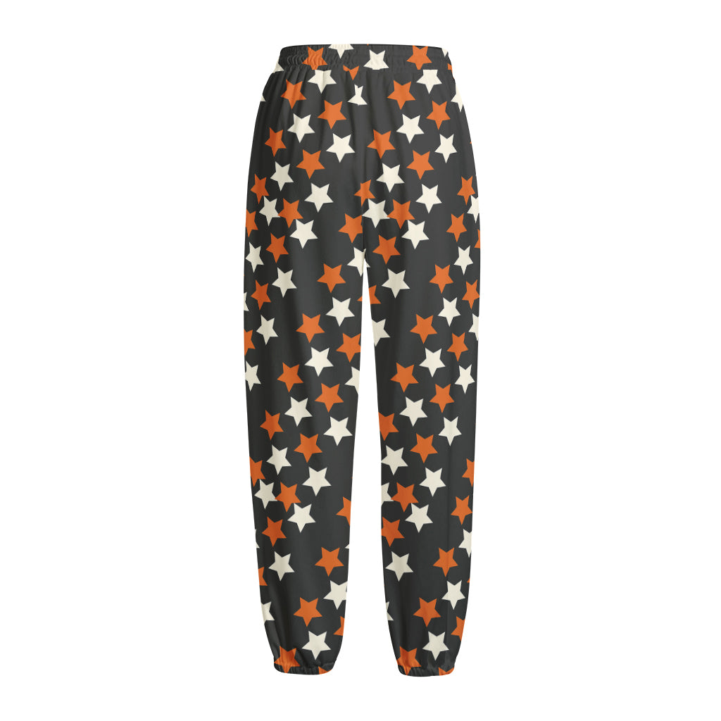 Halloween Star Pattern Print Fleece Lined Knit Pants