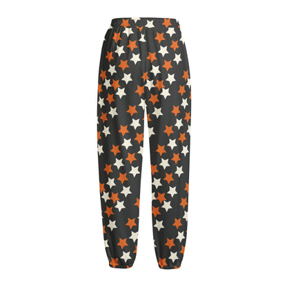 Halloween Star Pattern Print Fleece Lined Knit Pants