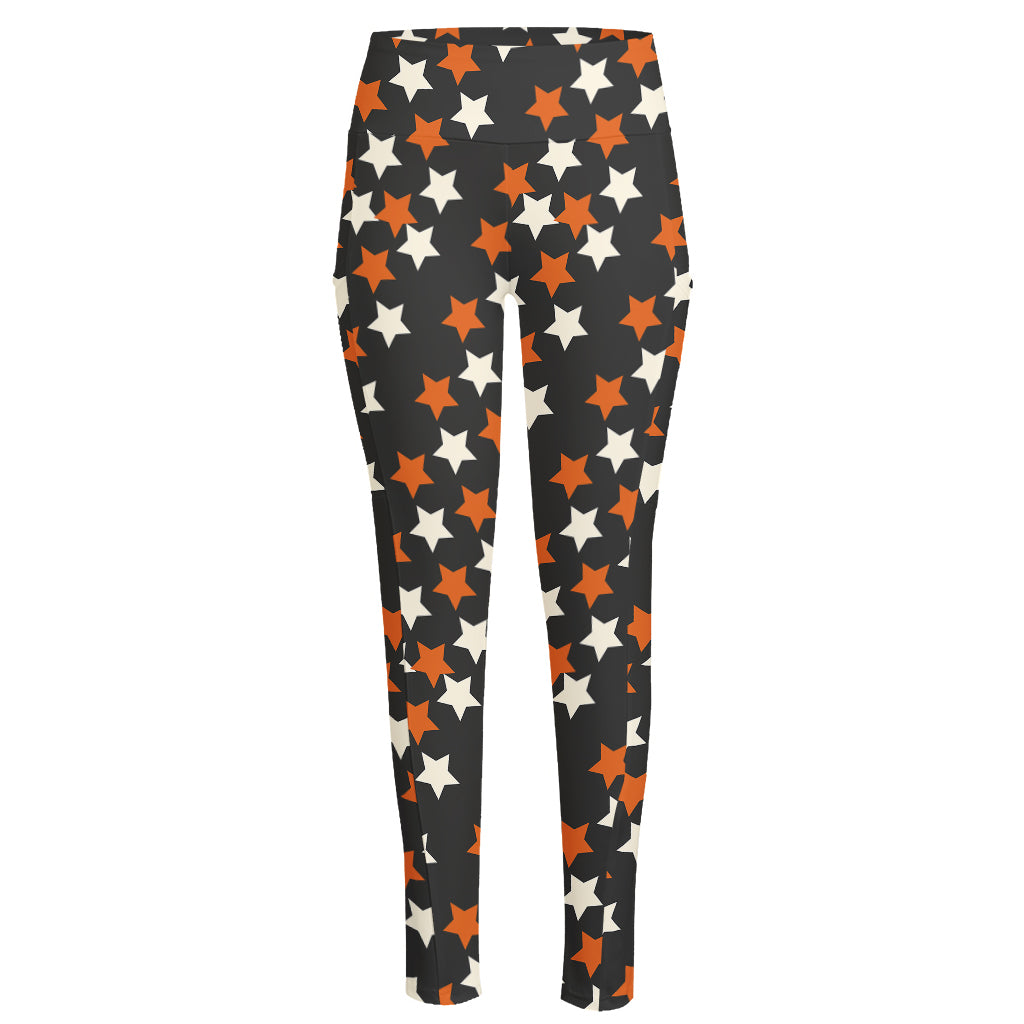 Halloween Star Pattern Print High-Waisted Pocket Leggings