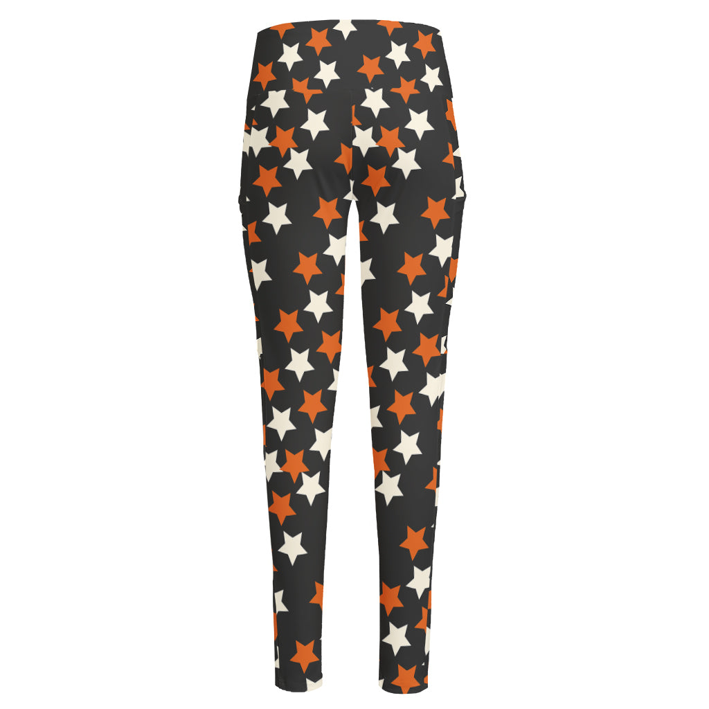 Halloween Star Pattern Print High-Waisted Pocket Leggings