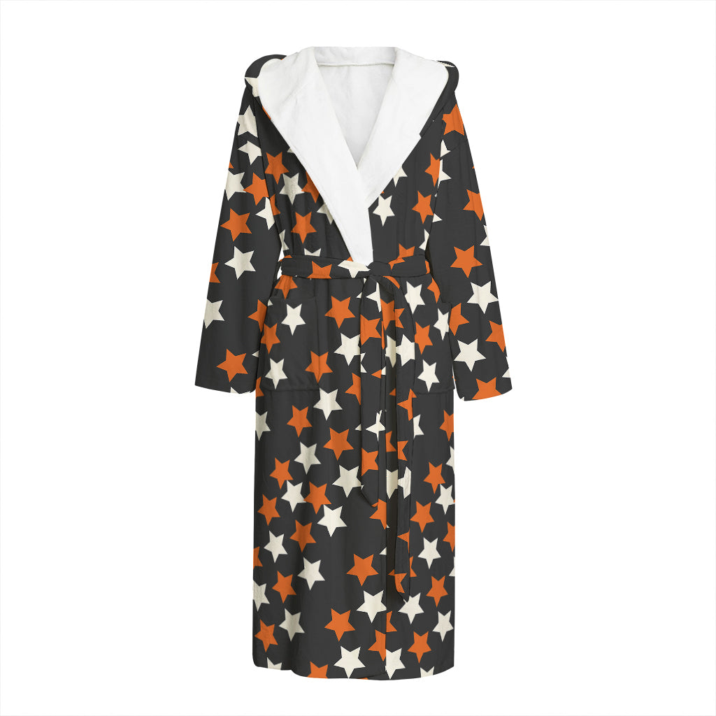 Halloween Star Pattern Print Hooded Bathrobe