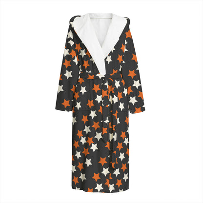 Halloween Star Pattern Print Hooded Bathrobe