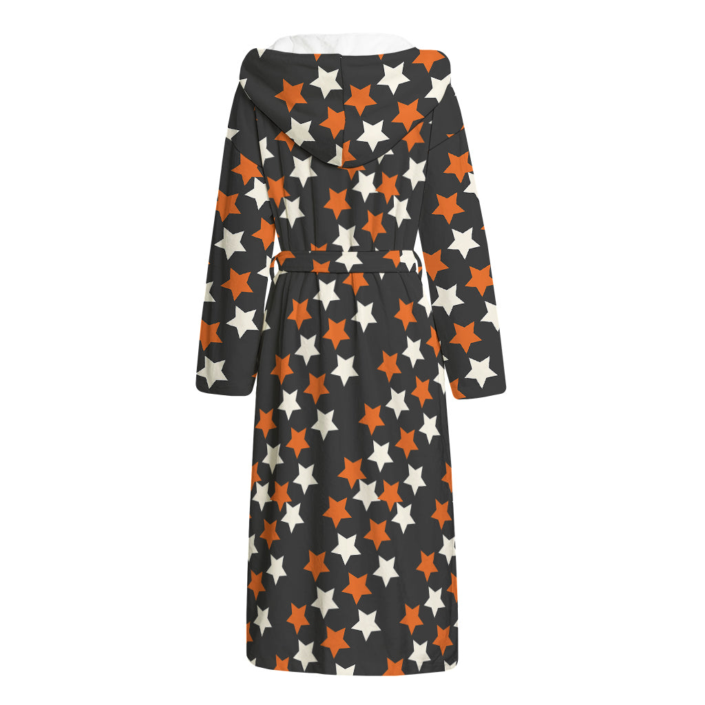 Halloween Star Pattern Print Hooded Bathrobe